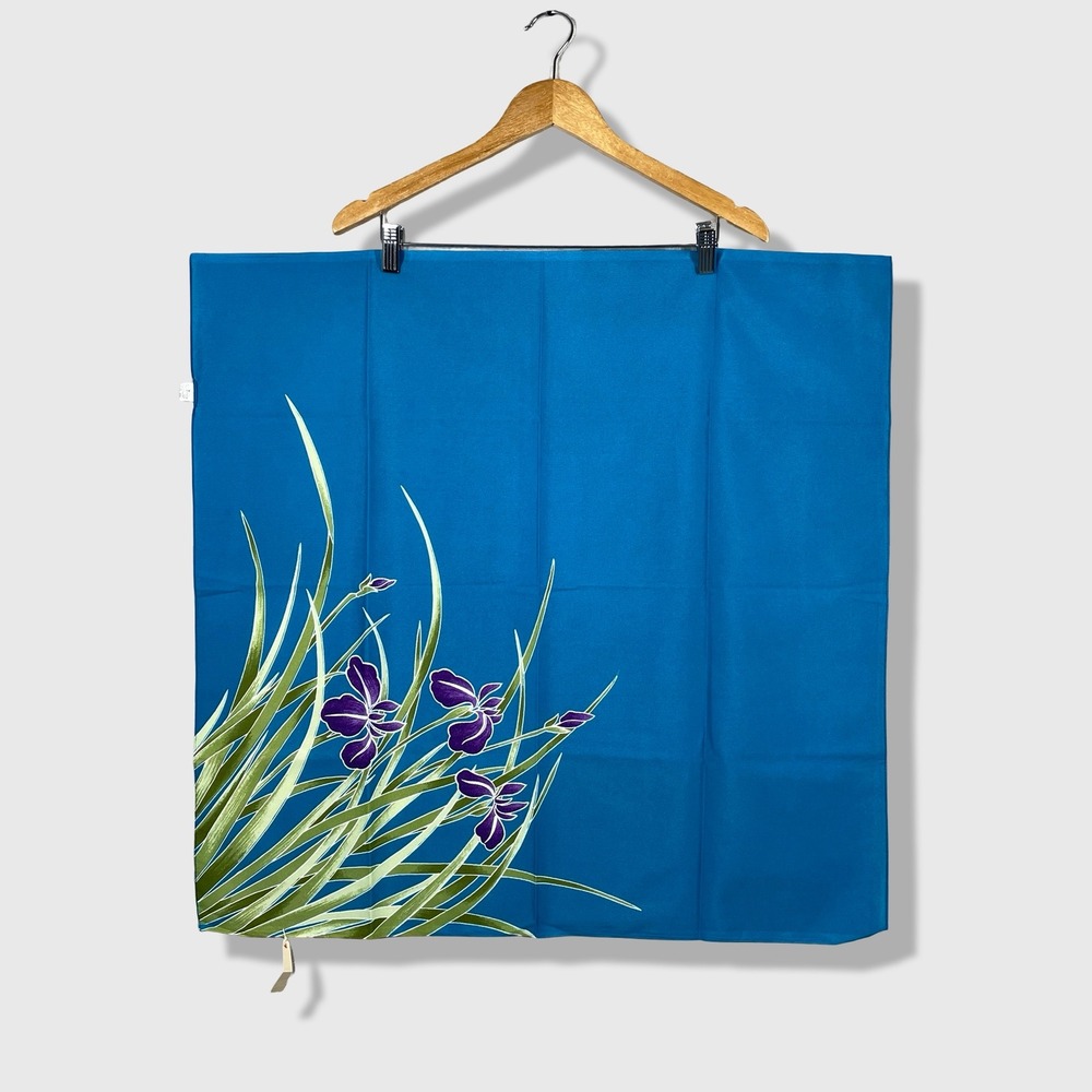 Fujimiyabi Furoshiki Scarf Women OS Blue Floral Iris Japanese Art Aesthetic